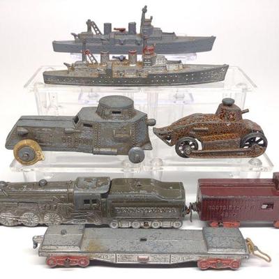 Early TootsieToy Trains, Ships & Military Toys