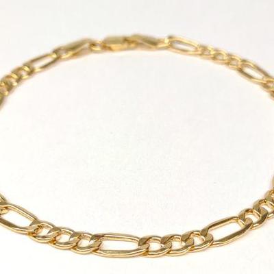 14k Gold Figaro Chain 4mm Bracelet (2.33g)