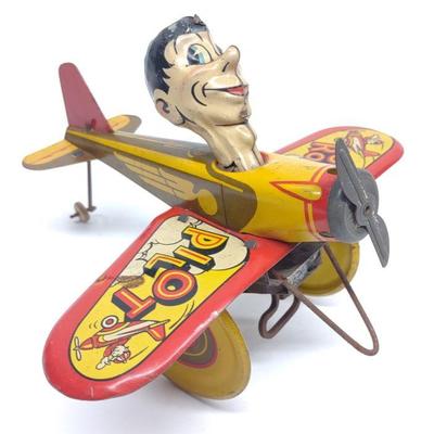 Marx Rookie Pilot Tin Wind-up Airplane Toy (Works)
