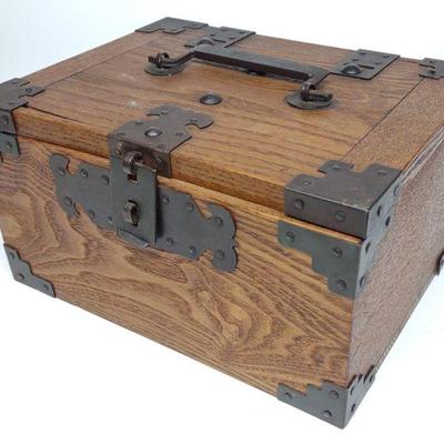 Vintage Wooden Box w/ Metal Accents