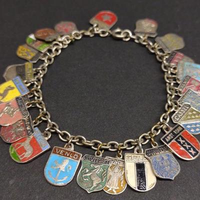 .800 Silver & Enamel European Charm Bracelet