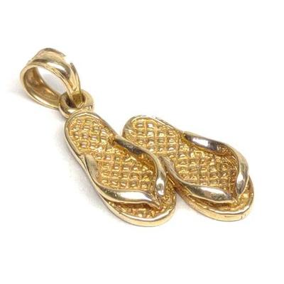 14k Gold Flip Flop Necklace Pendant (1.14g)