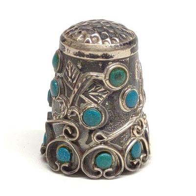 1950s Sterling & Turquoise Thimble