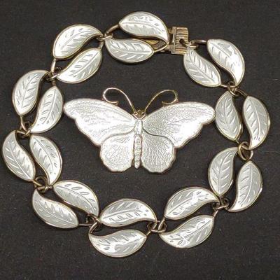 David Andersen Sterling & Enamel Bracelet & Pin