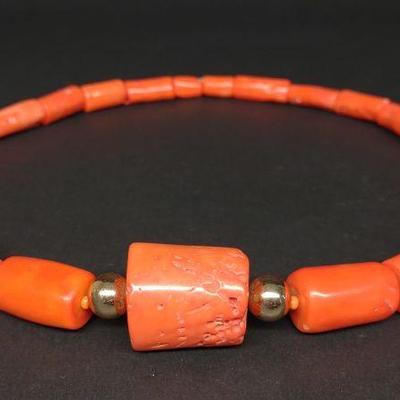 African Coral Bead Necklace