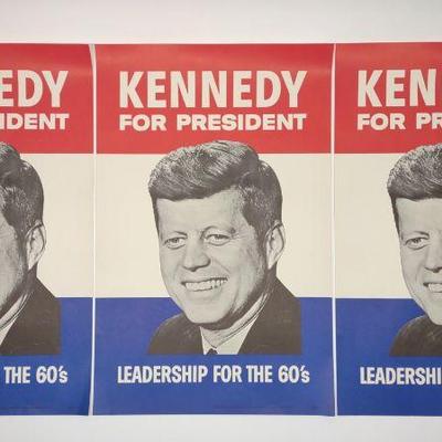 3 Original Kennedy Leadership Campaign Posters