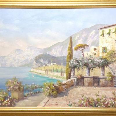 Luigi Sandini Oil Painting of Lake Como
