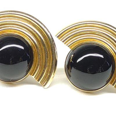 14k Gold Peter Brams Onyx Earrings (7.05g)