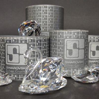 6 Swarovski Duck & Swan Crystal Figurines