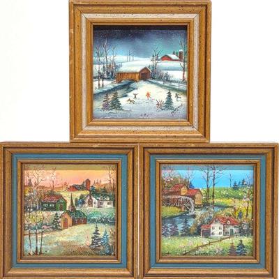 3 Pawinee McEntire Miniature Oil Paintings