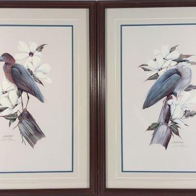 Pair of Art LaMay Signed Heron Prints