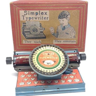 1930s Simplex No 1 Typewriter Toy w/ Box