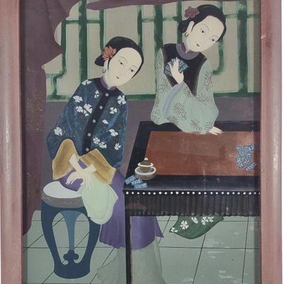 Antique Chinese Reverse Glass Painting