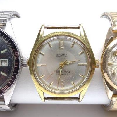 3 Mens Vintage Wrist Watches (Working)