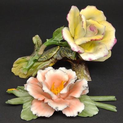 2 Capodimonte Porcelain Flower Figures