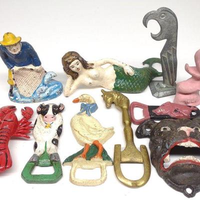 10 Figural Cast Iron Bottle Openers