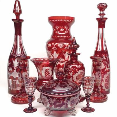 10 pc Bohemian Cut to Clear Glass