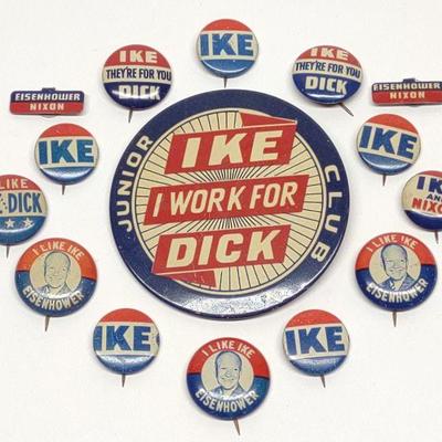 15 Eisenhower Political Campaign Buttons & Pins