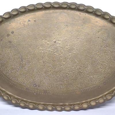 Moroccan Brass Etched Oval Tray