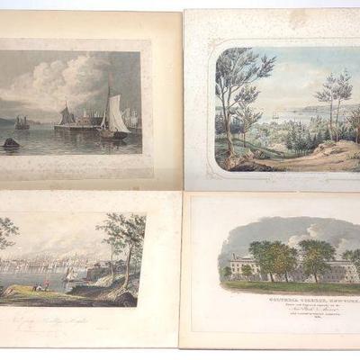 4 19th C. New York Hand Colored Engravings