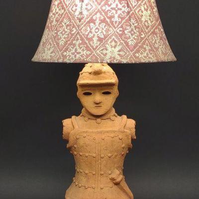 Terracotta Japanese Warrior Table Lamp (Works)