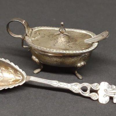 800 Silver Salt Cellar & Souvenir Spoon (66g)