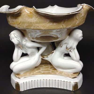 Italian Porcelain Figural Mermaid Tazza