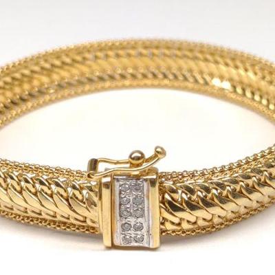 14k Gold 7 Diamond Chain Bracelet (10.76g)
