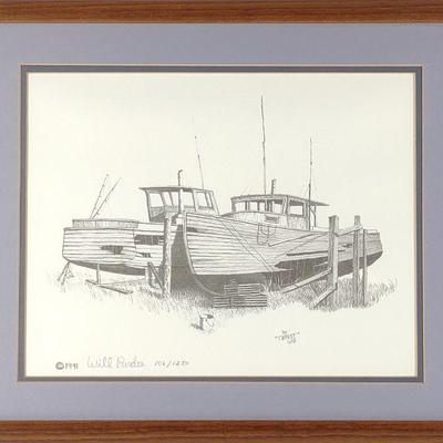 Will Pardee Signed Boat Yard Print Art