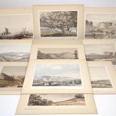 11 Antique Canyon & River Lithographs
