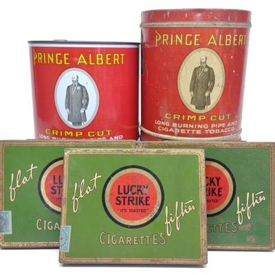 5 Tin Tobacco Advertising Tins & Boxes
