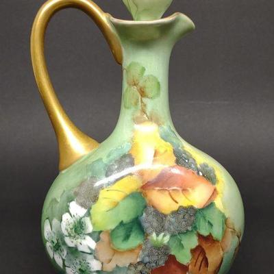 Antique K.D. Limoges Painted Decanter