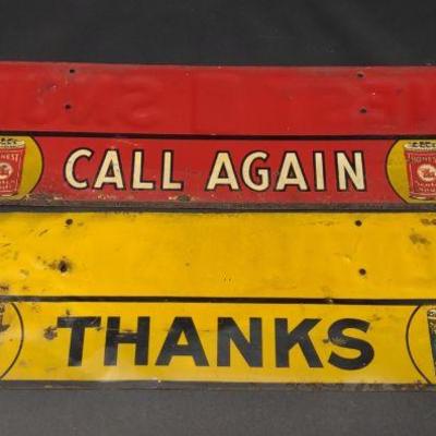2 Early Tin Snuff Door Advertising Signs