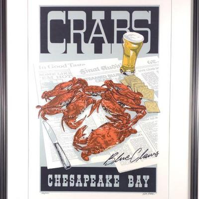 Ron Picou Signed Chesapeake Crab Art Print