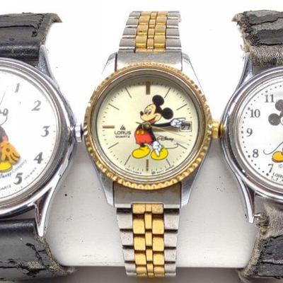 3 Lorus Disney Mickey Mouse Watches
