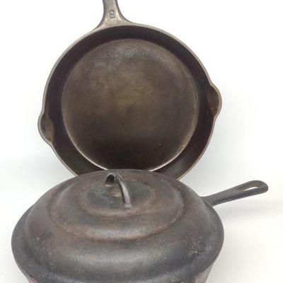 2 Griswold & O'Brien Cast Iron Pan / Fryer