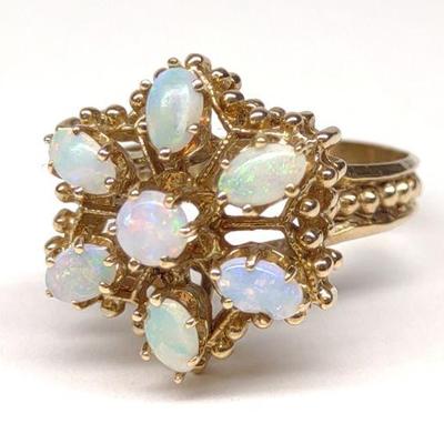 10k Gold & Opal Cocktail Ring Sz 8.25 (5.44g)