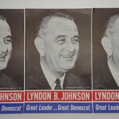 3 Original Lyndon B Johnson Campaign Posters