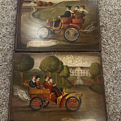 vintage cars on wood