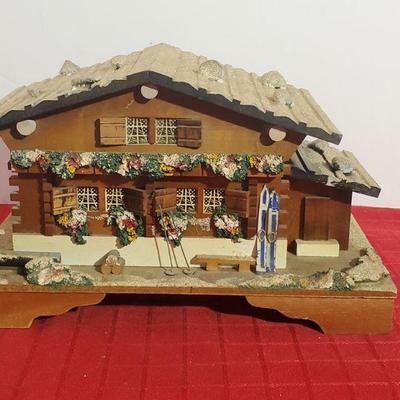 wooden chalet music box
