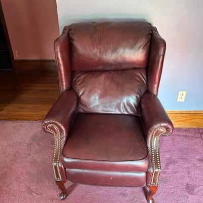 Leather chair w/gold rivets