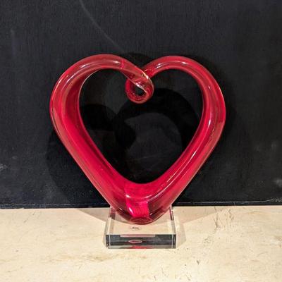 Glass Red Heart Sculpture - Murano Italy