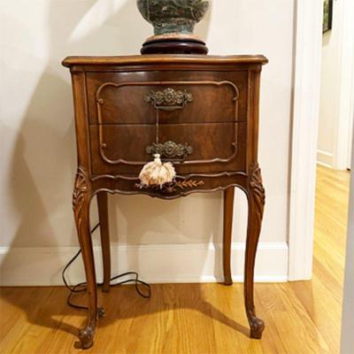 CHERRY FRENCH PROVINCIAL TWO DRAWER SIDE TABLE