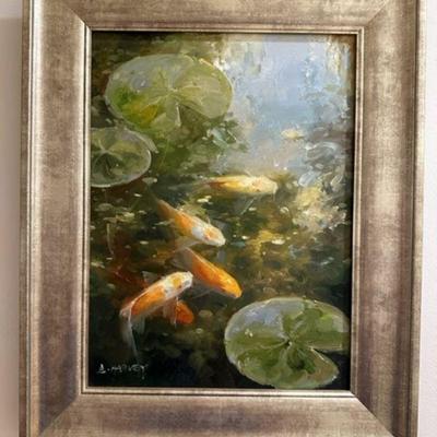 THE KOI POND SIGNED PAINTING