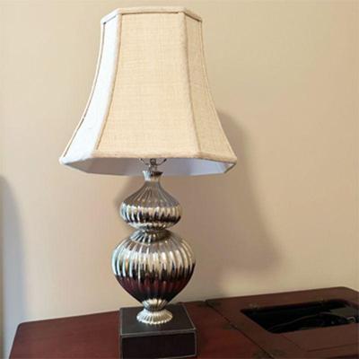 SILVERY CHROME FINISHED BULBOUS DESIGN LAMP