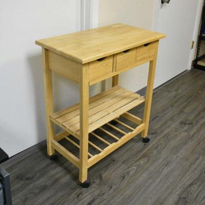 3 Drawer Wooden Utility Cart with Rollers