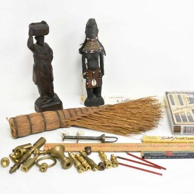 Vintage Dinka Doll Finials Wooden Figurine & More