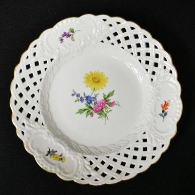 Meissen Hand Painted Reticulated Floral Plate