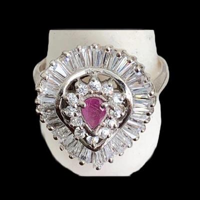 Sterling Ring with Ruby (tested) Center