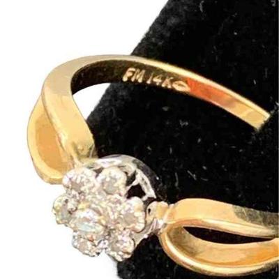 14K Yelllow Gold with Diamonds Ring (Tested)